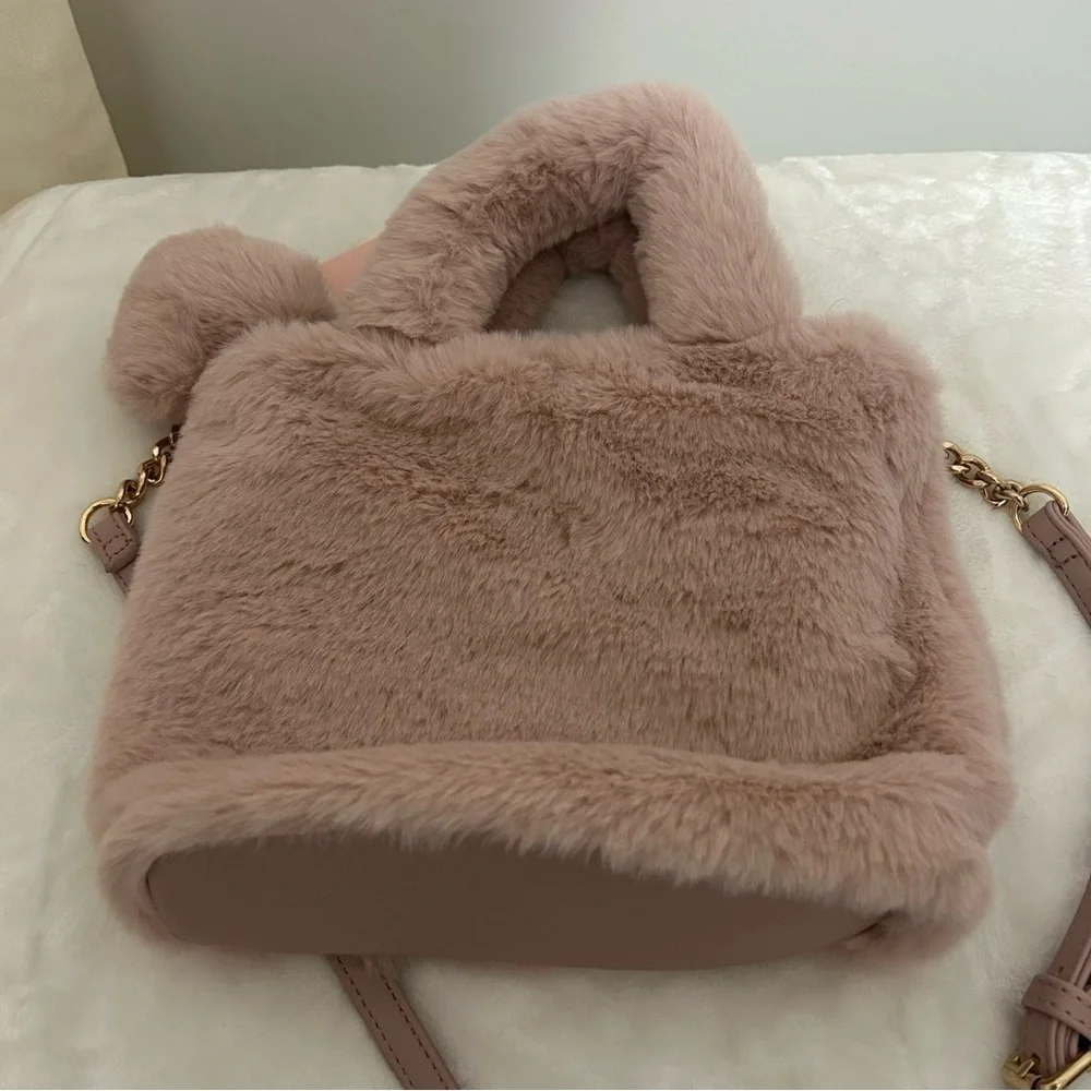 NWT Juicy Couture Faux Fur Mini Tote Bag - Dusty Rose Pink